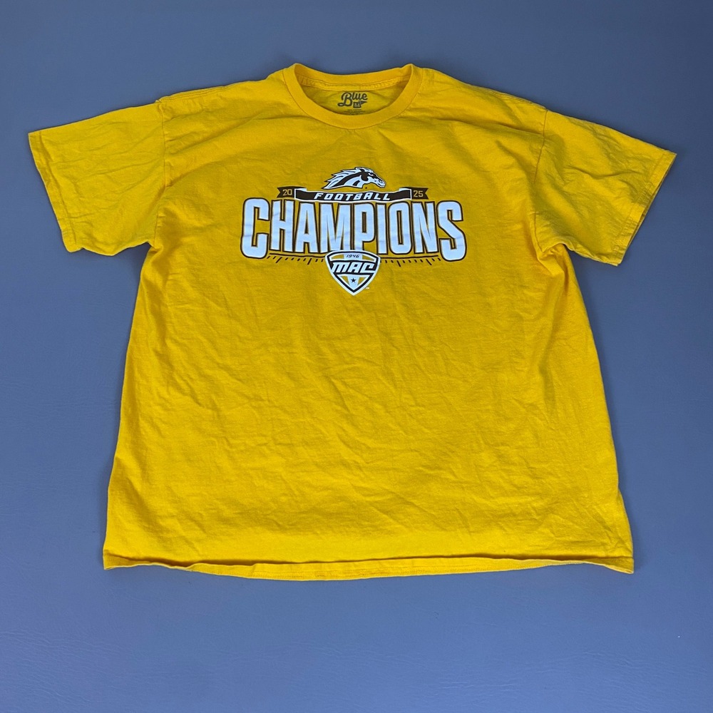 Western Michigan Broncos Football Champions T-Shirt Men's XL 1946 Mac *Flawed*